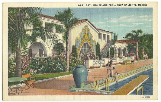Bath House Pool Agua Caliente Mexico Palm Trees Hotel Motel  CA California