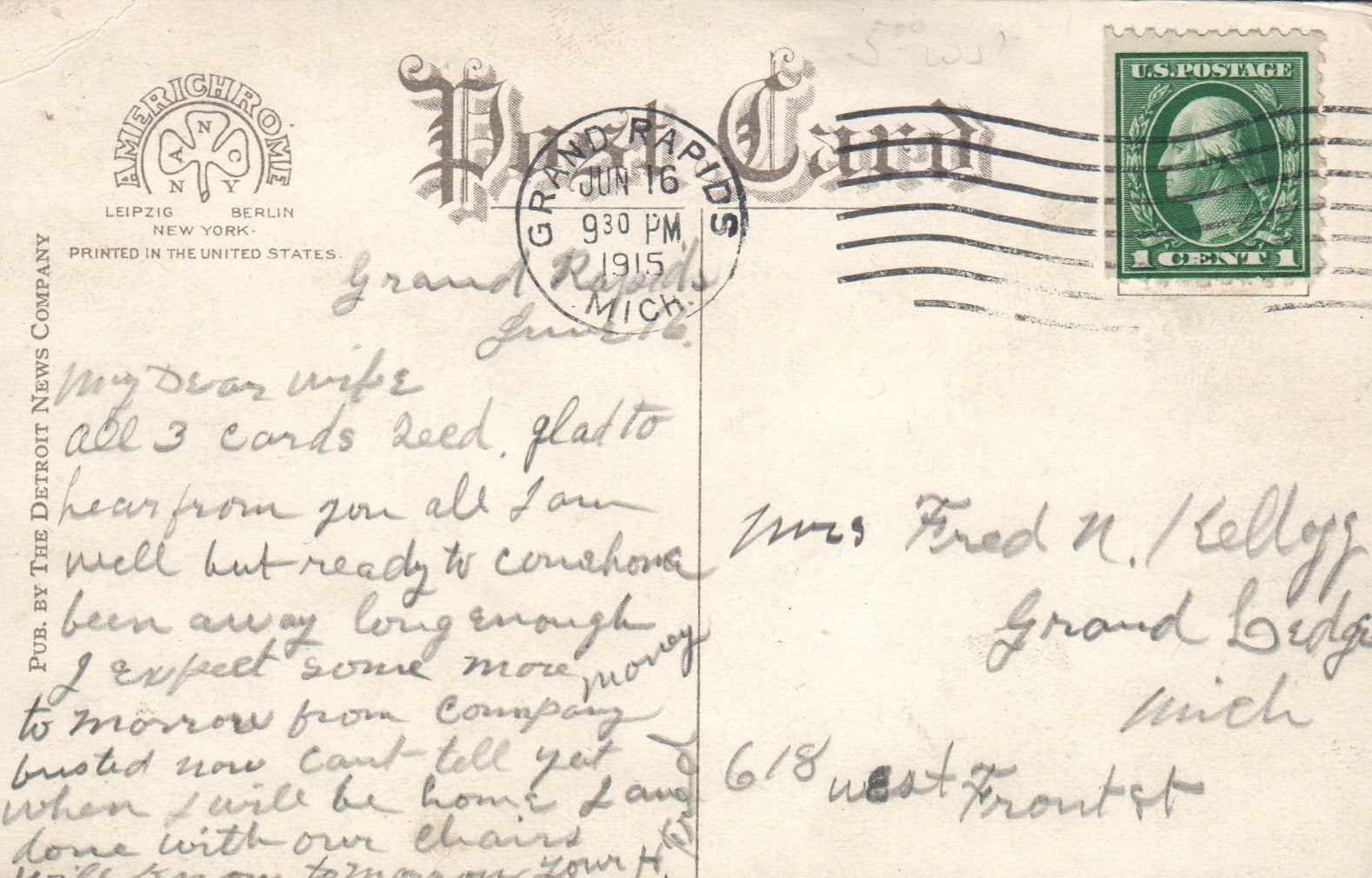 Union Depot, Grand Rapids MI Michigan Postcard