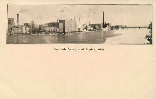 Panoramic Souvenir River View from  Grand Rapids Michigan MI Postcard