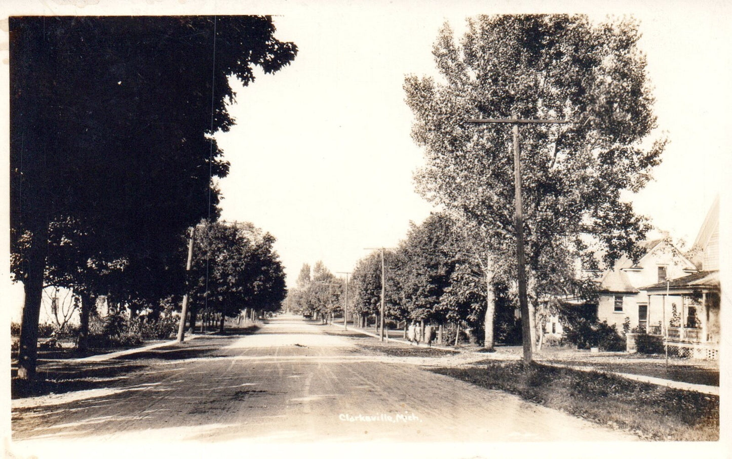 Real Photo of Dirt Road & Old Houses in Clarksville Michigan MI Mich Postcard