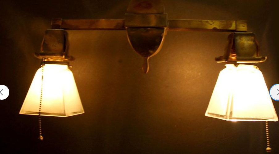 2 Light 1910s Craftsman Hubbell Socket Chandelier Arts & Crafts Mission