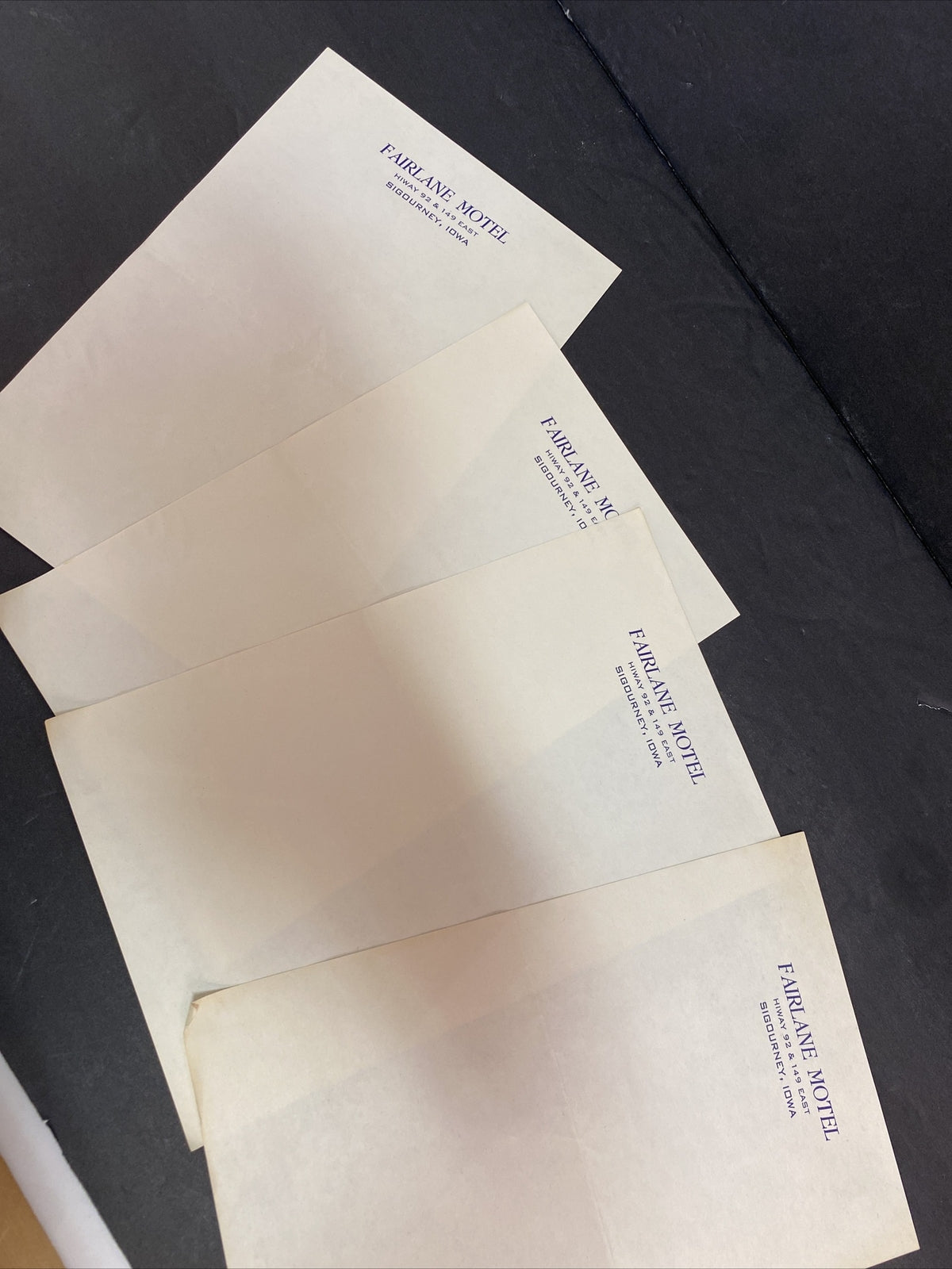 Fairlane Motel Sigourney Iowa IA Vintage Hotel Stationary 4 Sheets