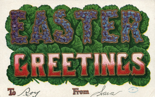 Ullman Gold Embossed Violets Series 130 Easter Postcard