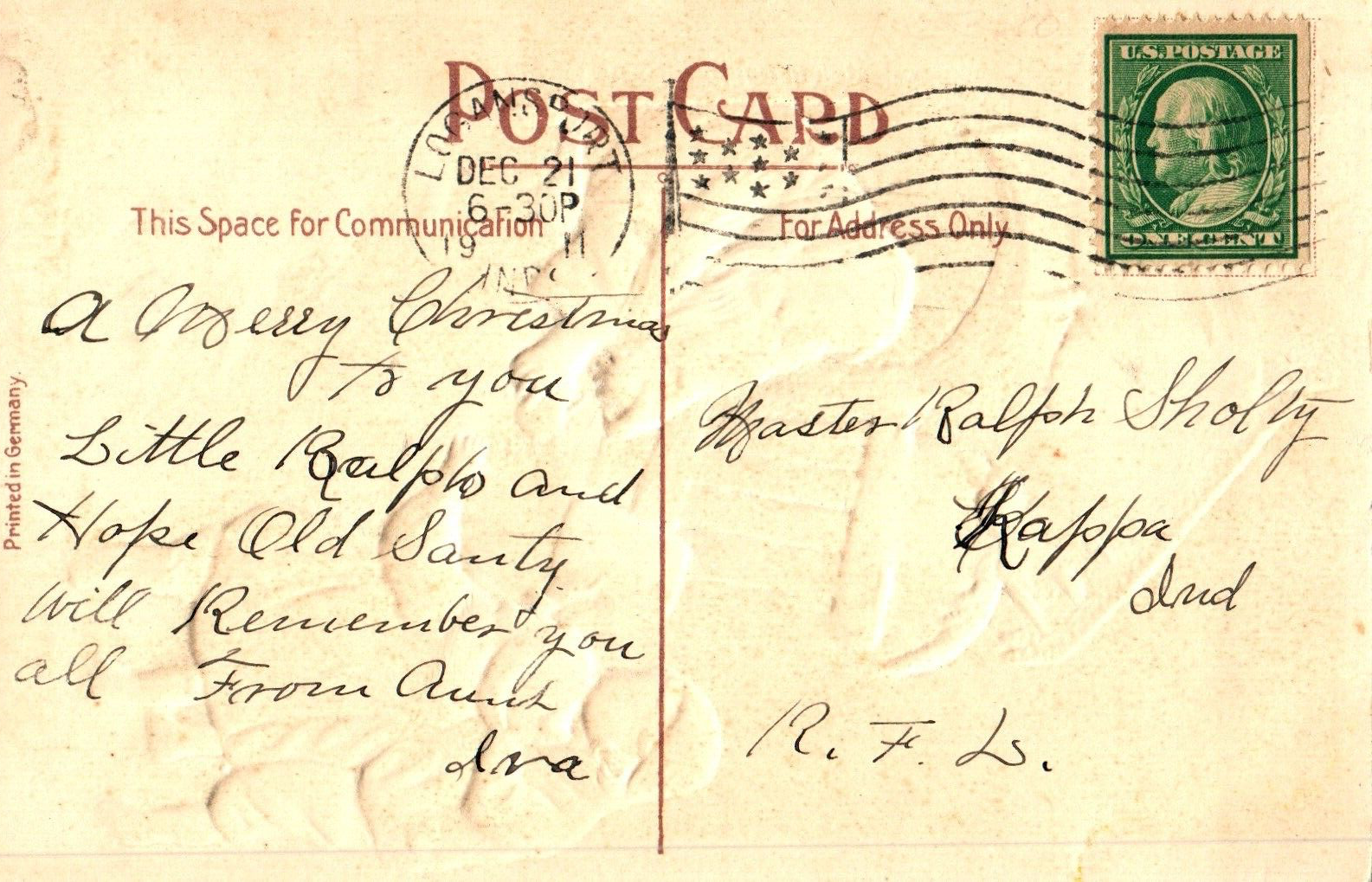 Christmas Greetings Santa Taking in Letters From Children Vintage Santa Postcard