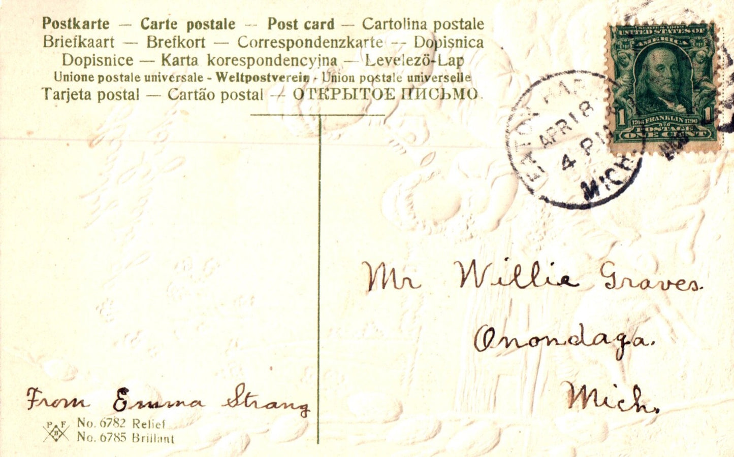 Hearty Easter Greetings Boy & Girl with Lamb & Dog Gold Vintage Easter Postcard