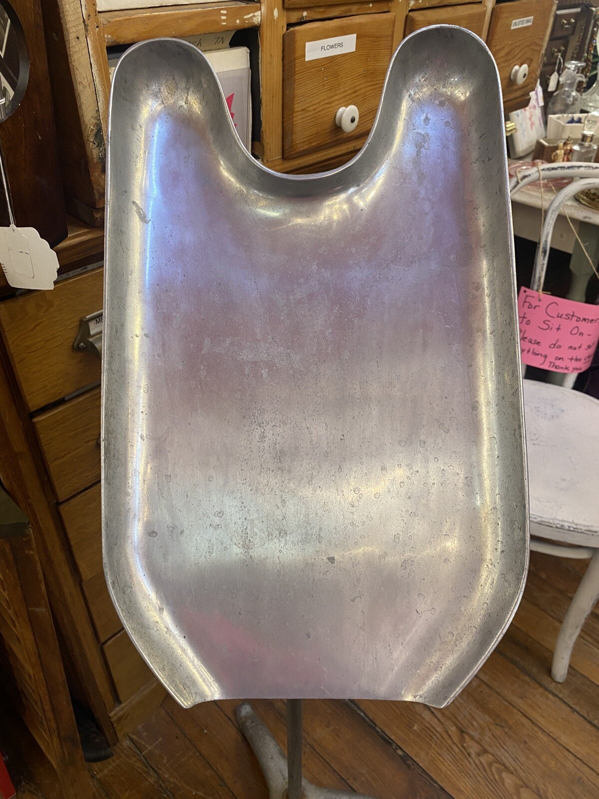 ANTIQUE Vintage Shampoo SHAVING STAND NECK TRAY INDUSTRIAL MEDICAL Cast Aluminum