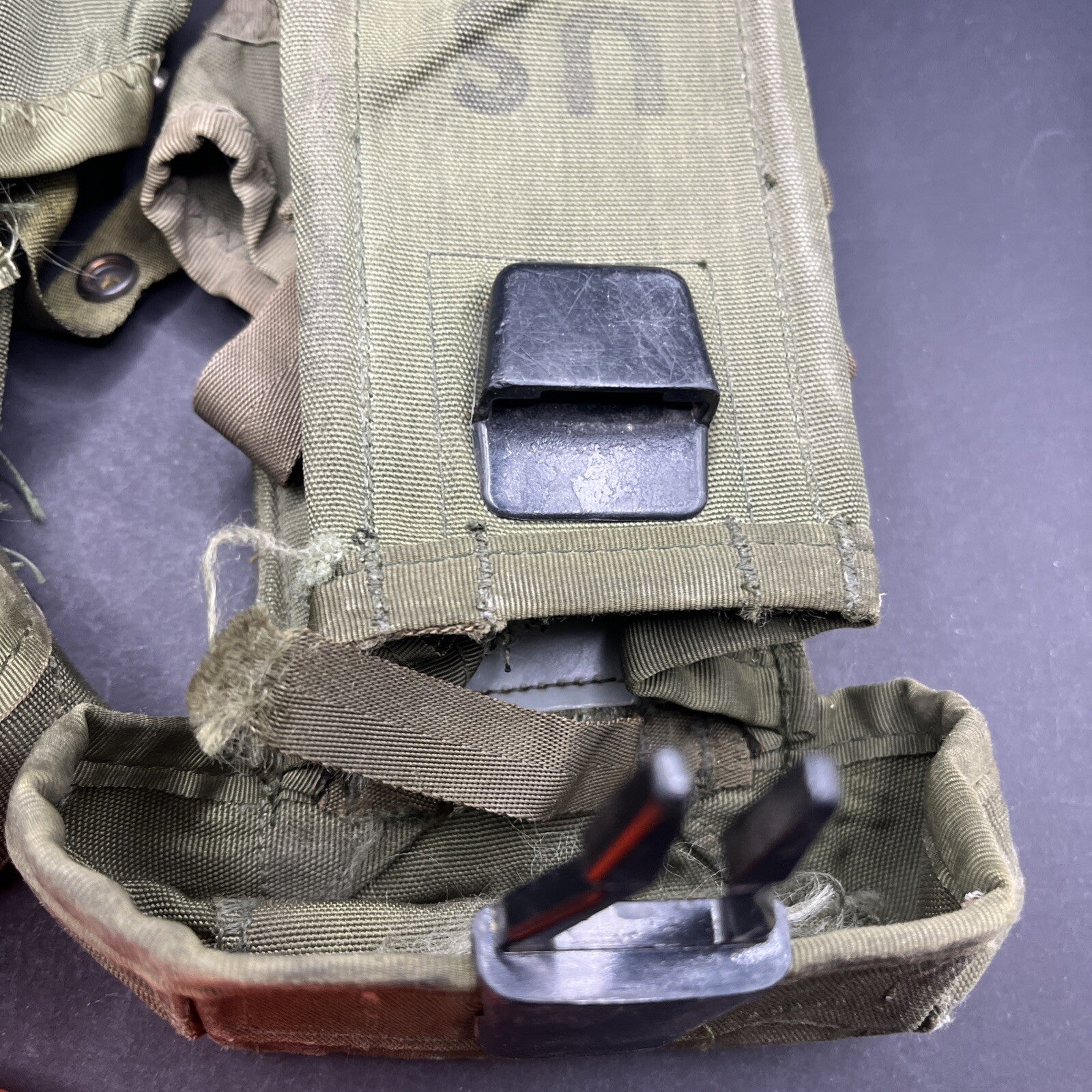 US Military Ammo Pouch Case Small Arms Canvas w/ Alice Clips Lot Of 2