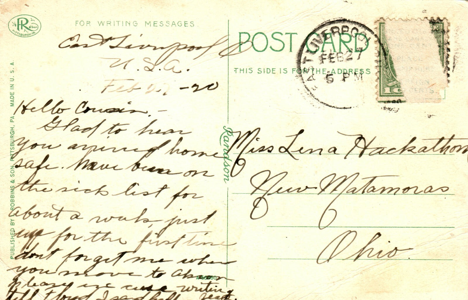 1920 Vine Street Looking East East Liverpool OHIO OH Postcard