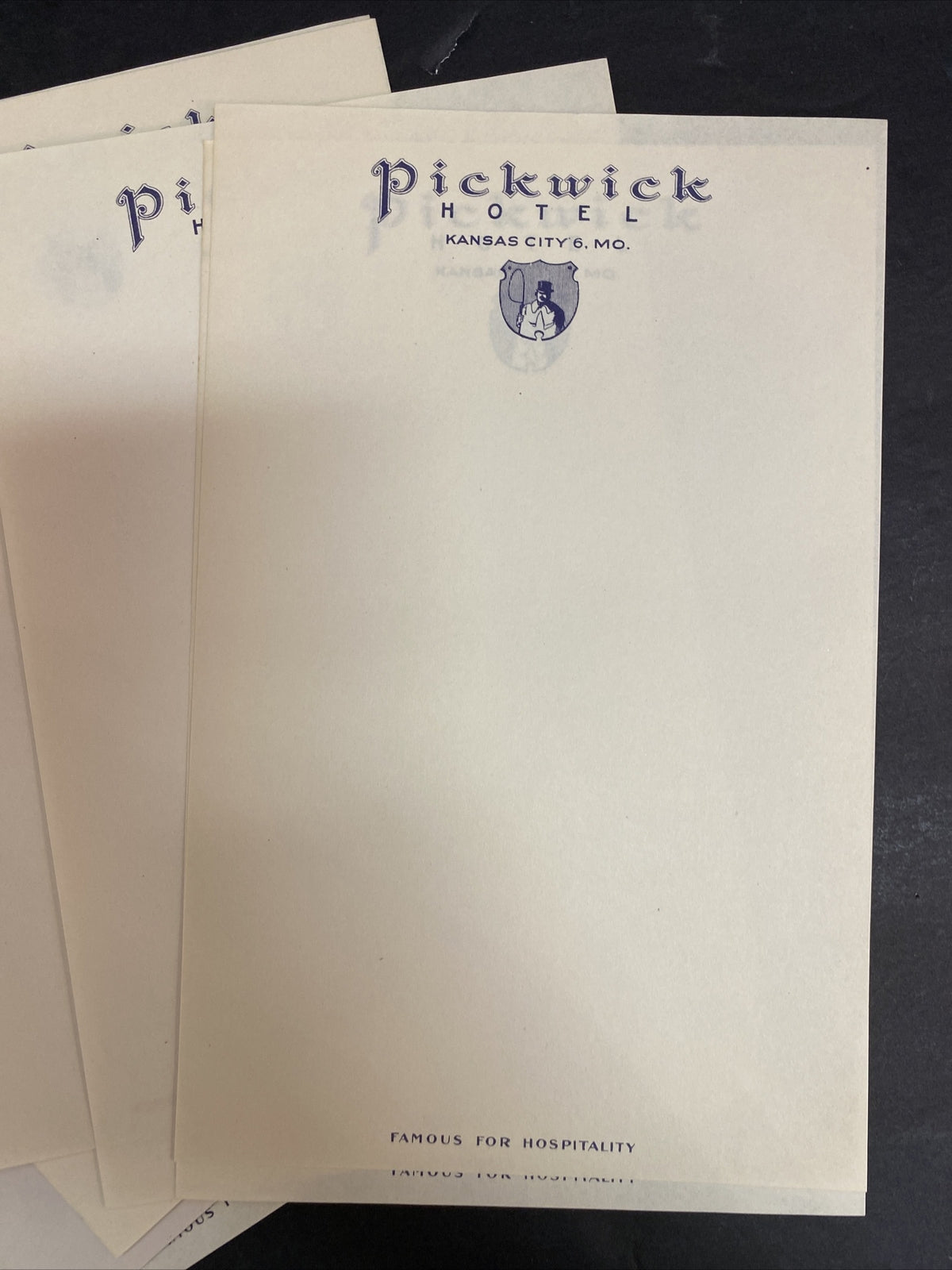 Vintage Pickwick Hotel Kansas City 6 Missouri MO Hotel Stationary 7 Sheets