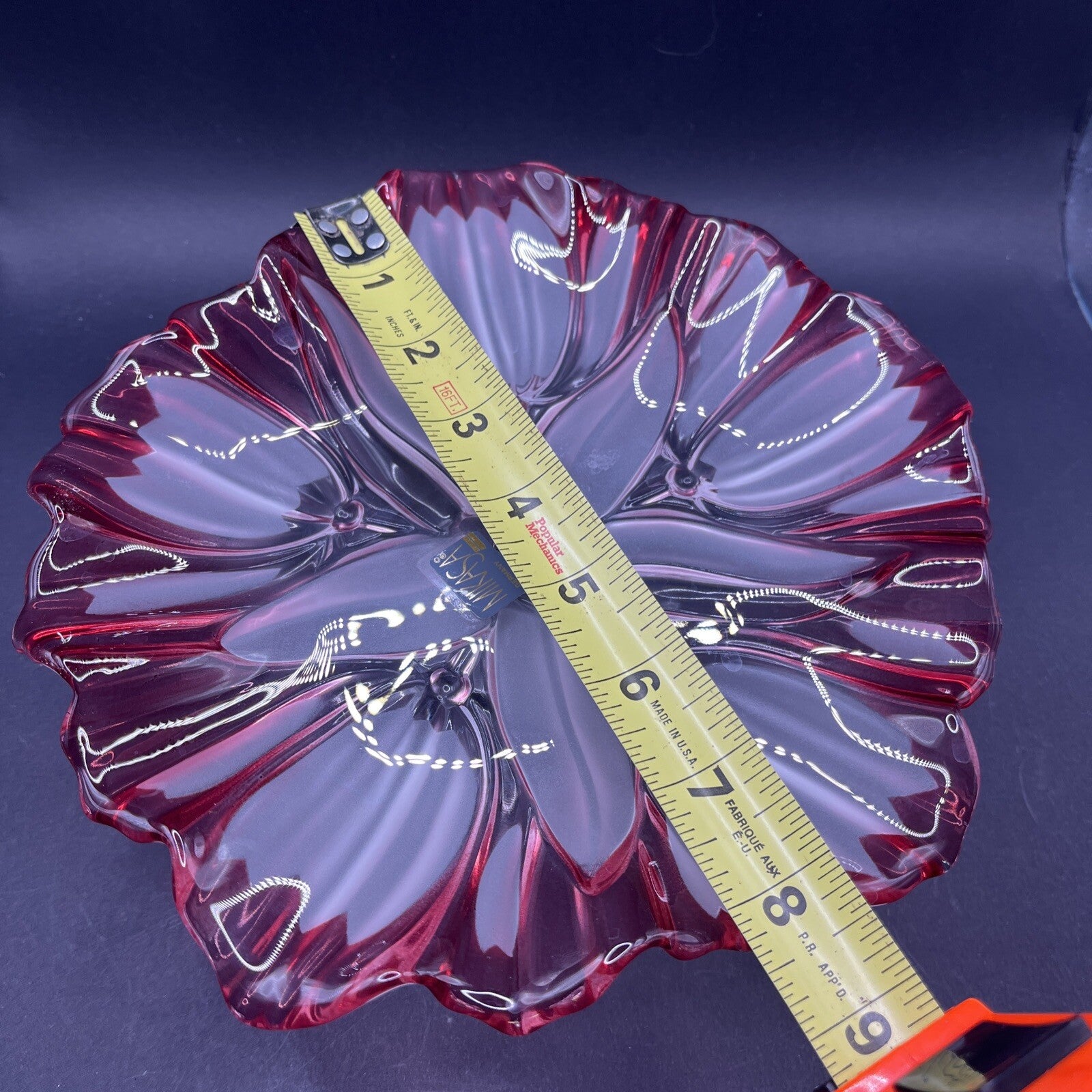 Mikasa Waltherglass Germany Tulips Pink Crystal Pedestal Compote Server