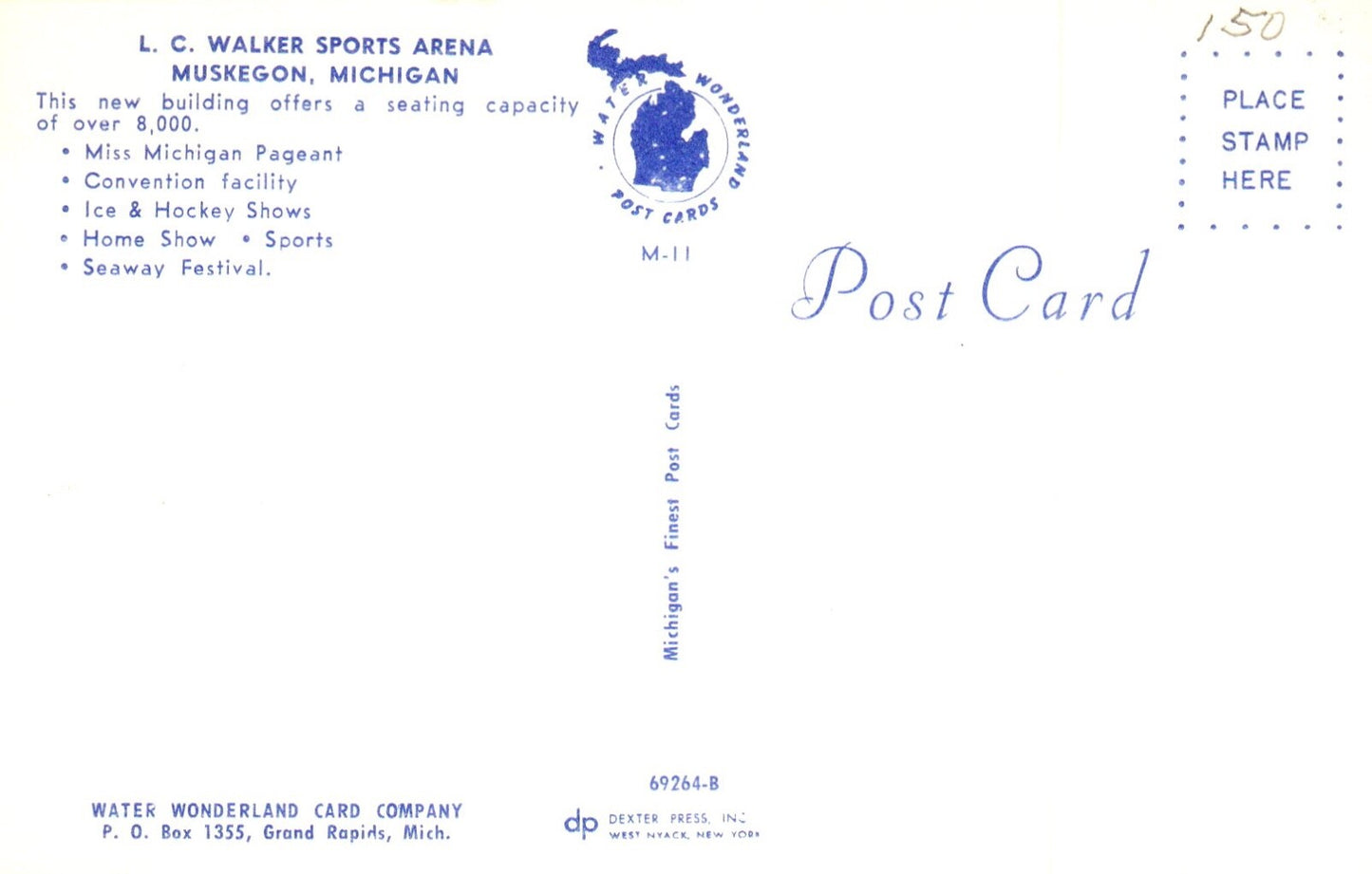 L.C. Walker Sports Arena in Muskegon MI Michigan Postcard