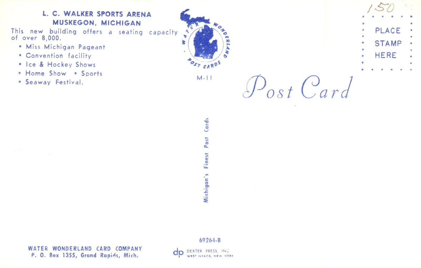 L.C. Walker Sports Arena in Muskegon MI Michigan Postcard