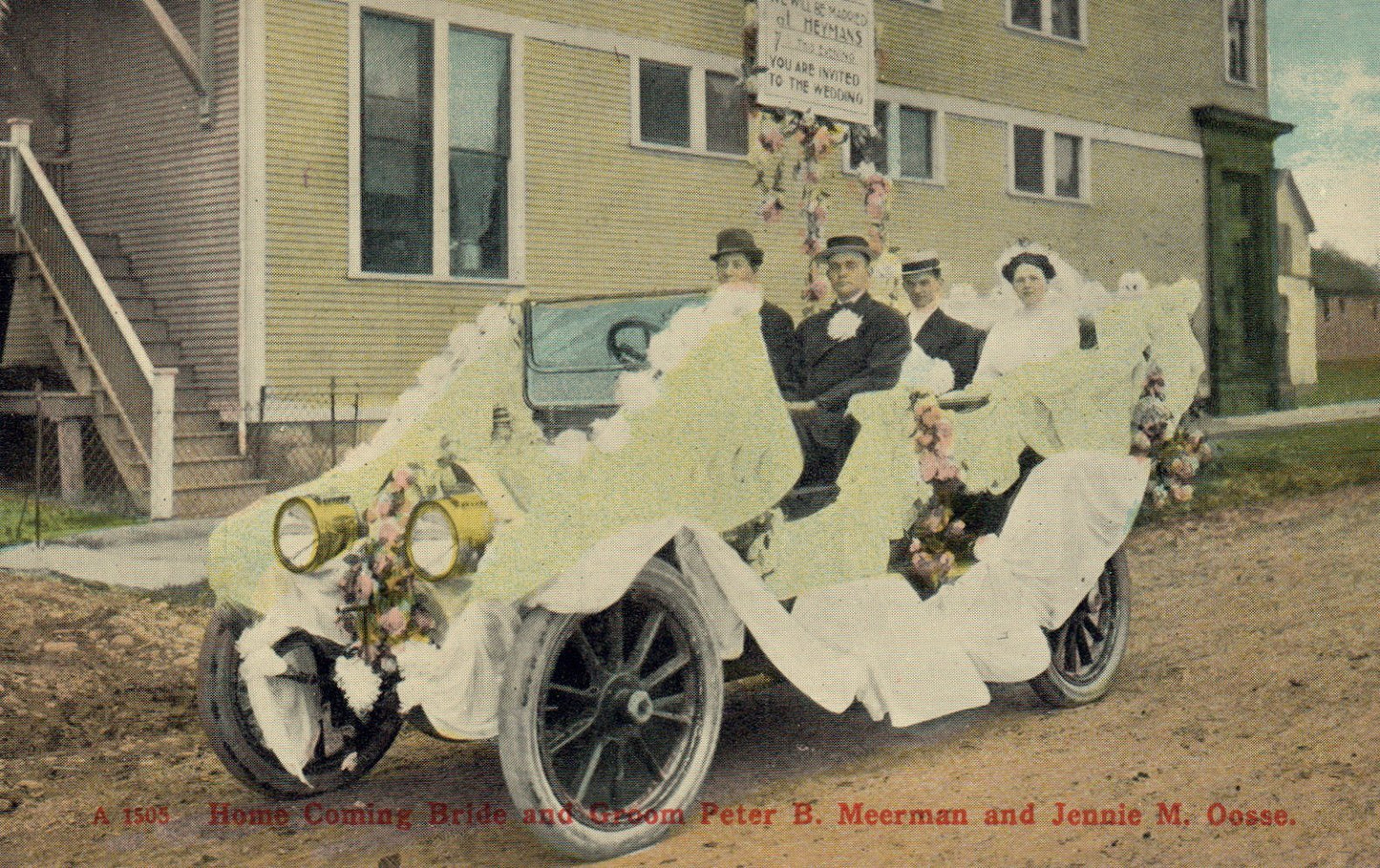 Home Coming Bride and Groom, Grand Rapids MI Michigan Mich. Postcard