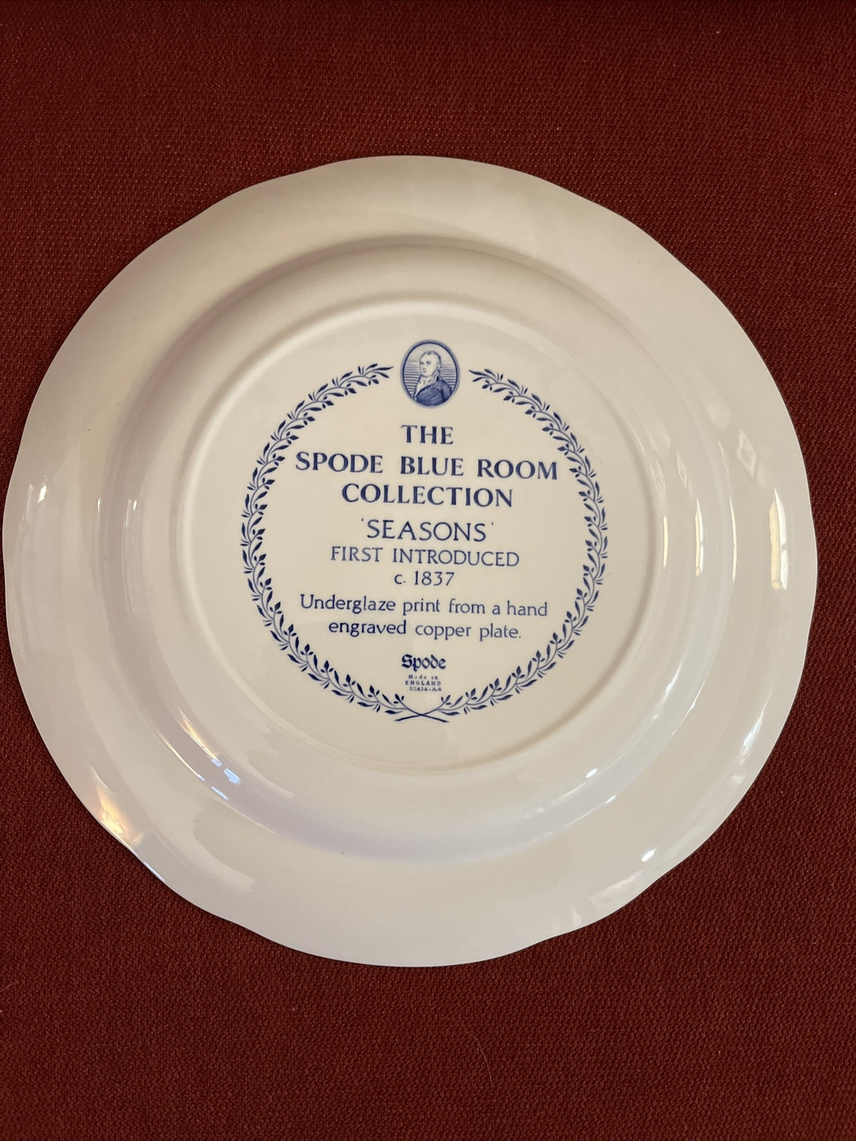 SPODE BLUE ROOM COLLECTION SERIES "Seasons" Plate
