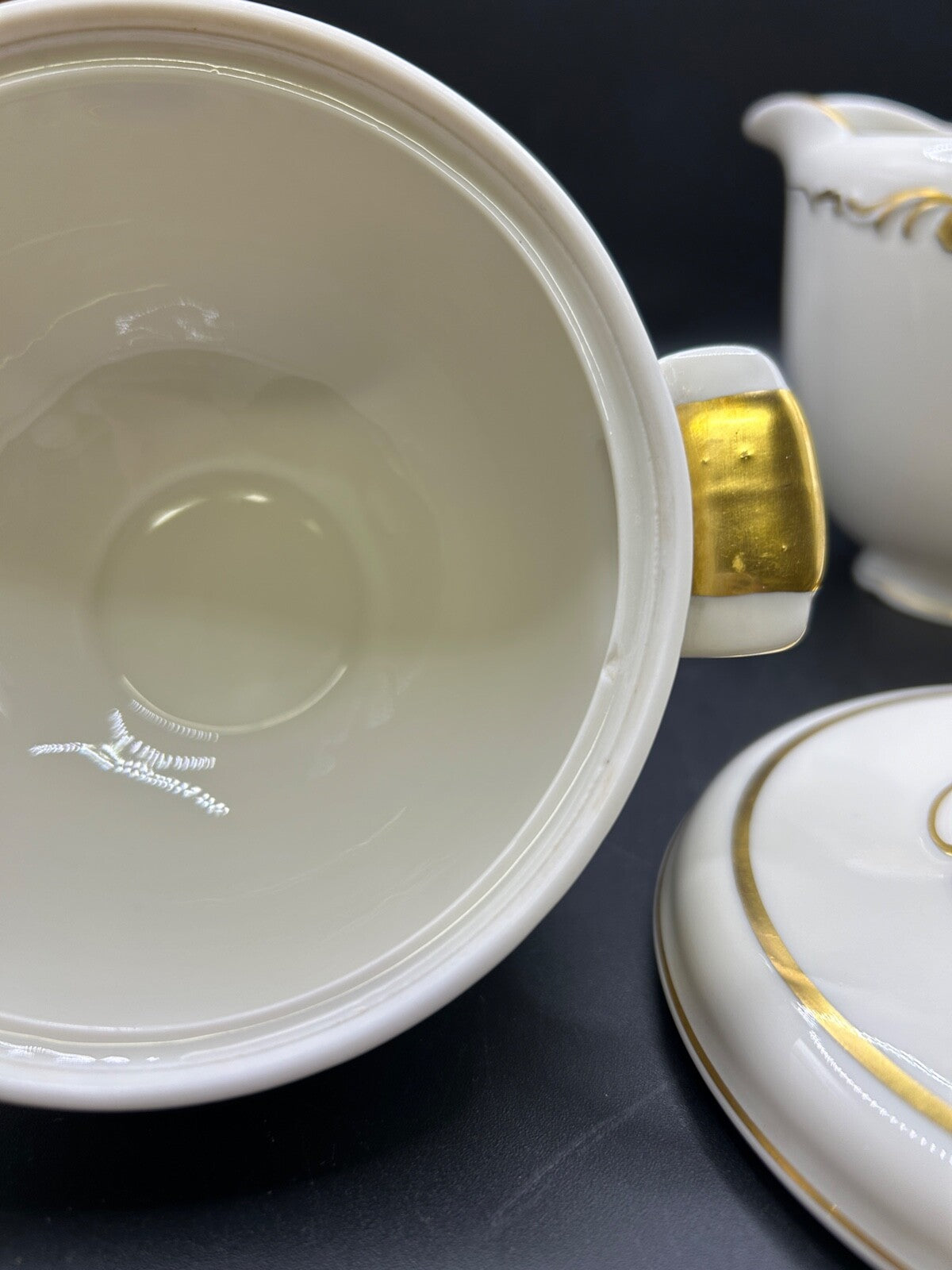 RARE Waldershof Bavaria Germany Sugar and Creamer with Gold Rim