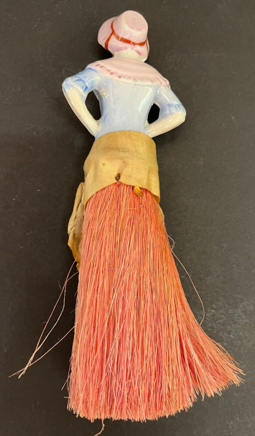 Antique Half Procelain Doll and Broom