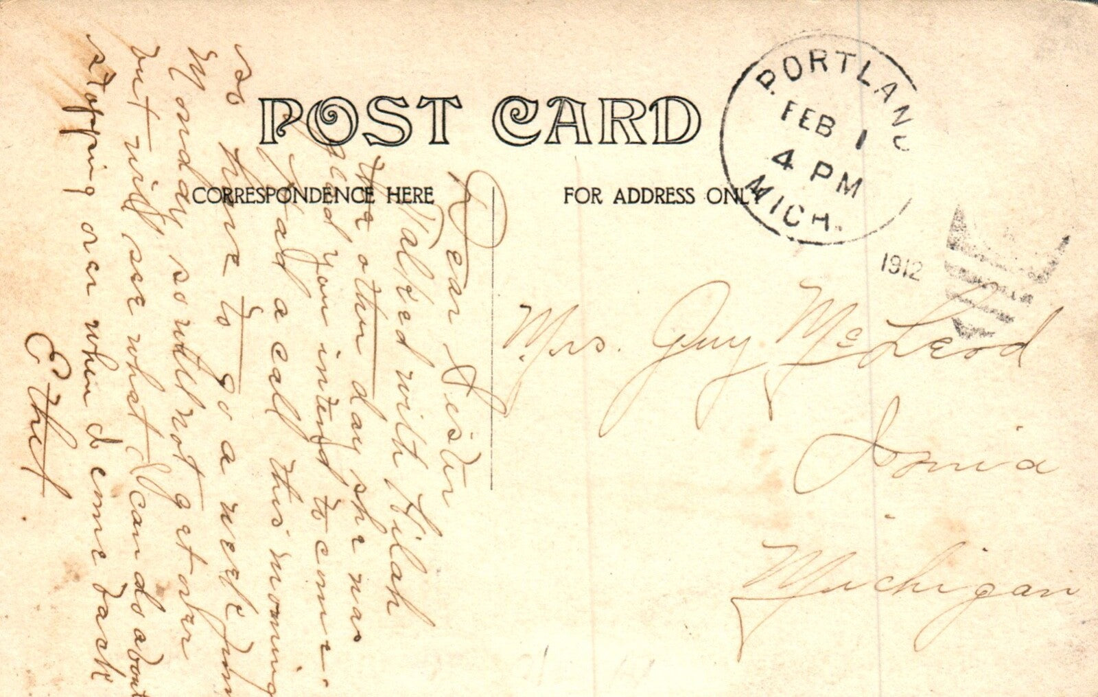 RPPC Public Library Portland Mich Michigan Postcard