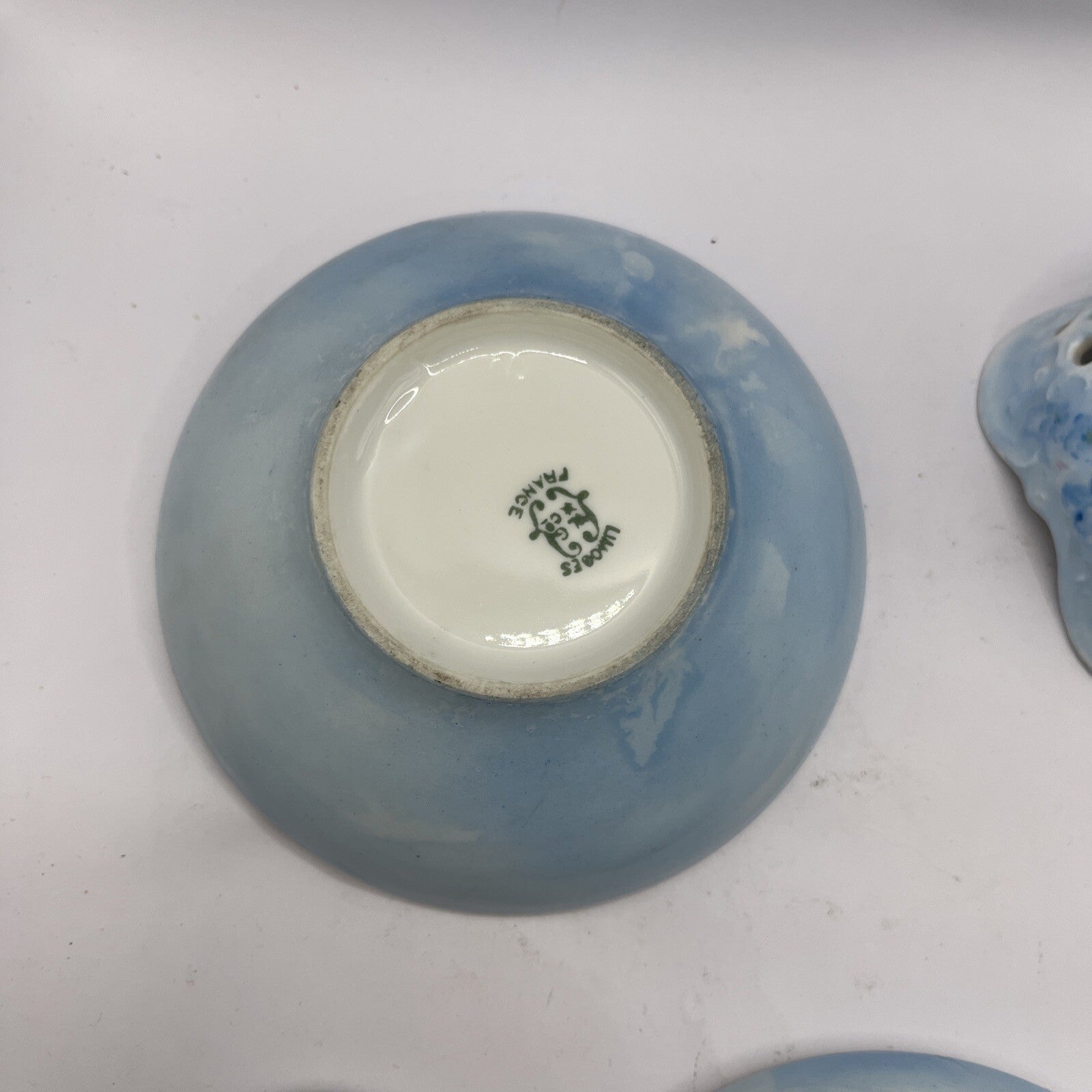 Limoge France  Signed on bottom Trinket or Powder Box & Candle Holder VTG