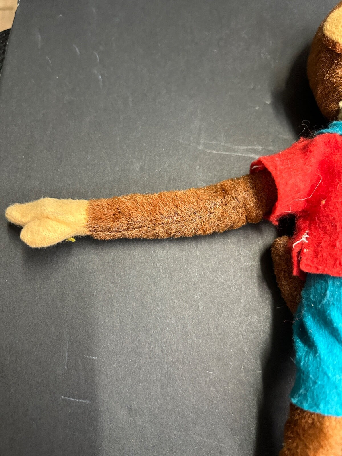 Vintage Dream Pets R Dakin Brown Plush MONKEY Toy Red Shirt Blue Pants Japan