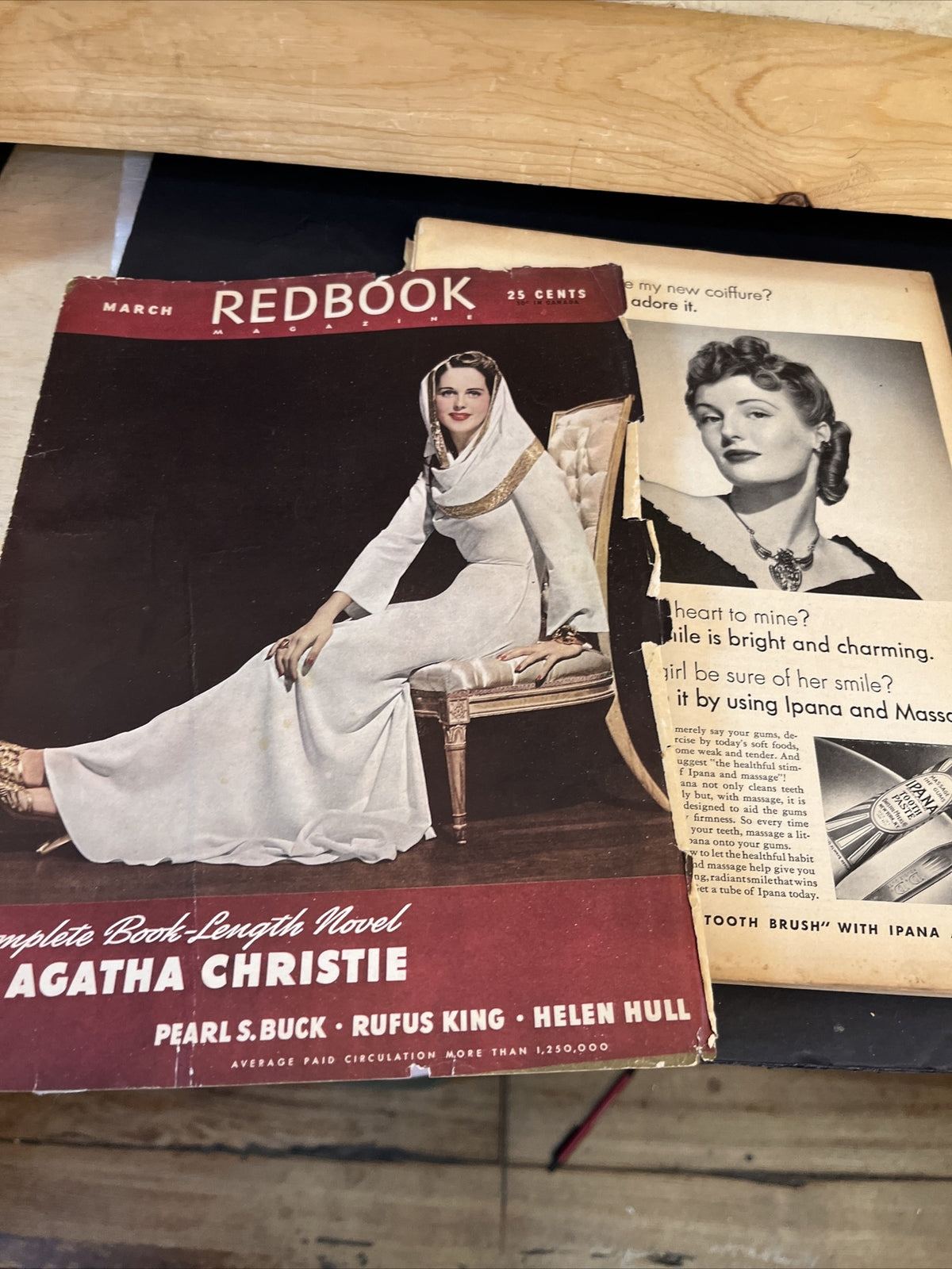 March 1941 REDBOOK Magazine Orig. Mailing Wrapper Agatha Christie Novel of Month