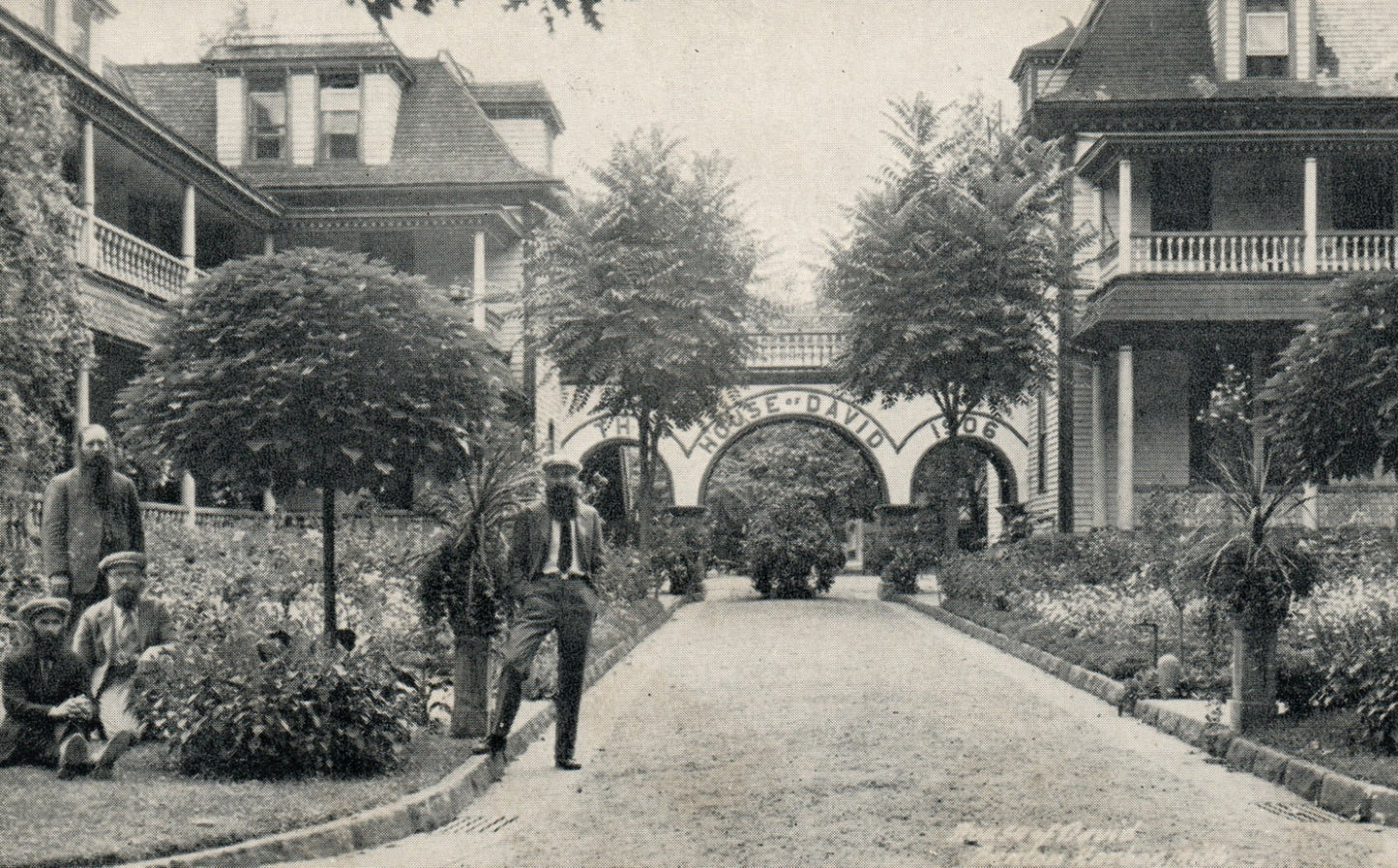 Men In beards House of David Benton Harbor MI Michigan Postcard