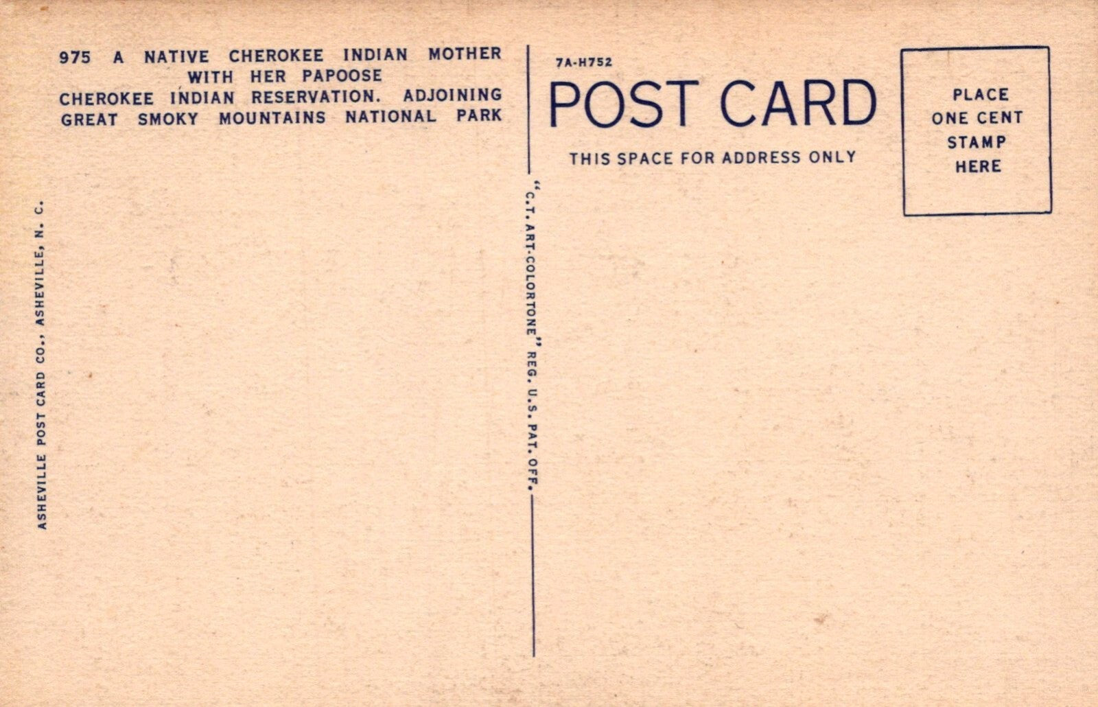 Cherokee Mother Papoose Reservation Smoky Mountains National Park TN Tennessee