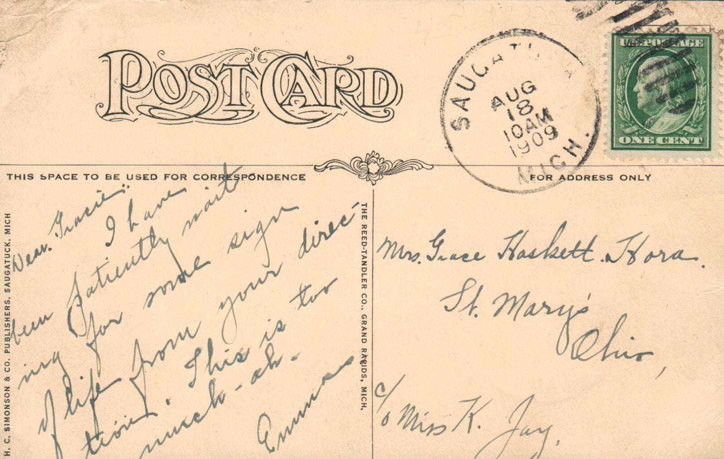 Park Drive in Saugatuck Michigan Mich MI Postcard