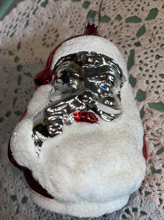 Vintage Santa Mercury Glass Christmas Ornament