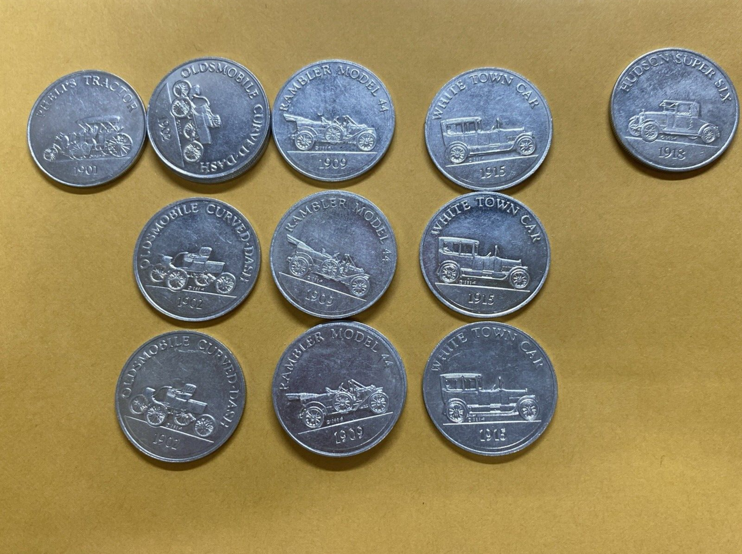 Vintage Series 2 Cars Lot Sunoco Oil Commemorative Token Landmarks America Line