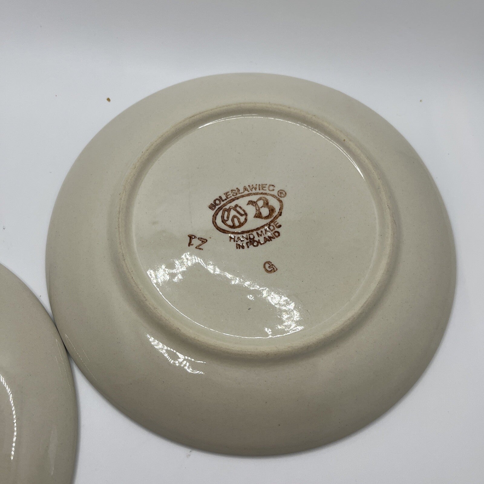 2x-Polish Pottery Plates Boleslawiec Handmade Vintage Marked 7.5 Inch