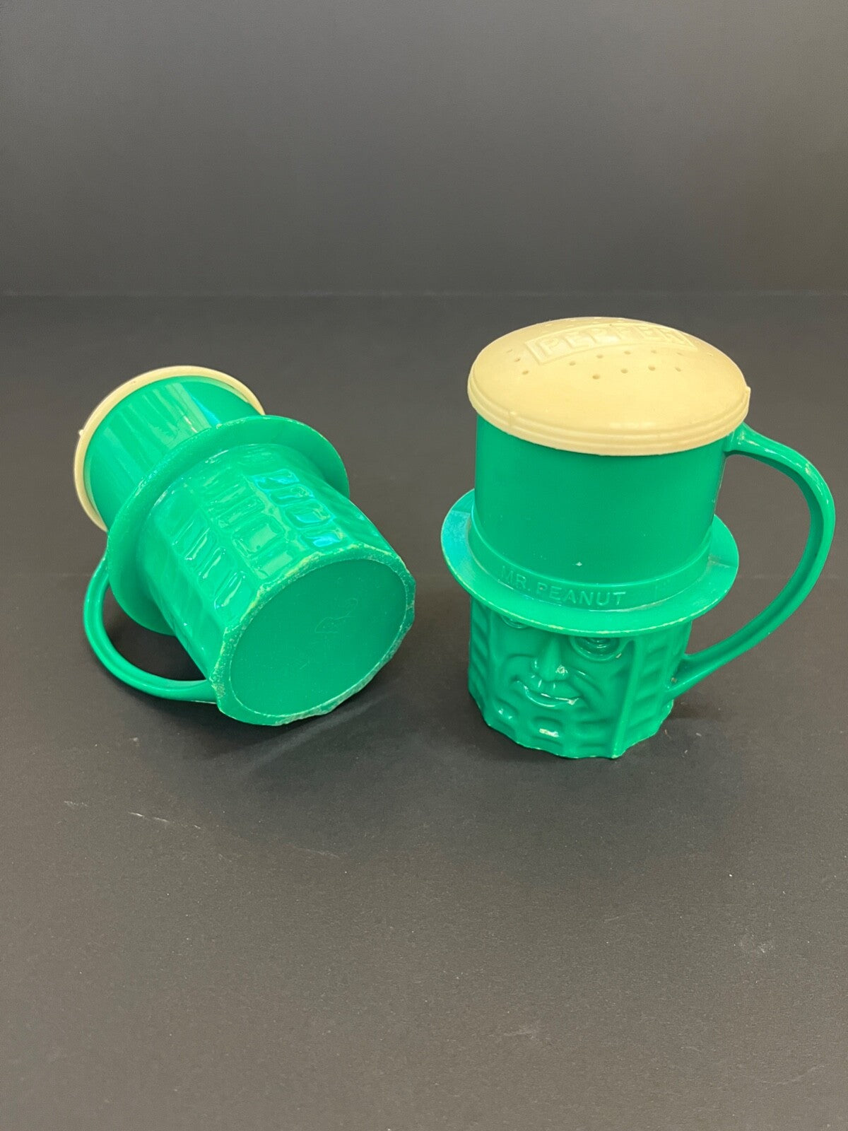 Vintage Planter Peanut Mr. Peanut Green Large Salt and Pepper Shaker