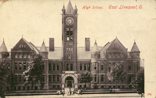 1908 High School East Liverpool Ohio  OH postcard
