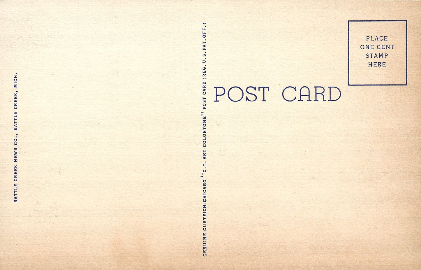 Reception Center Fort Custer Battle Creek MI Michigan Military Postcard