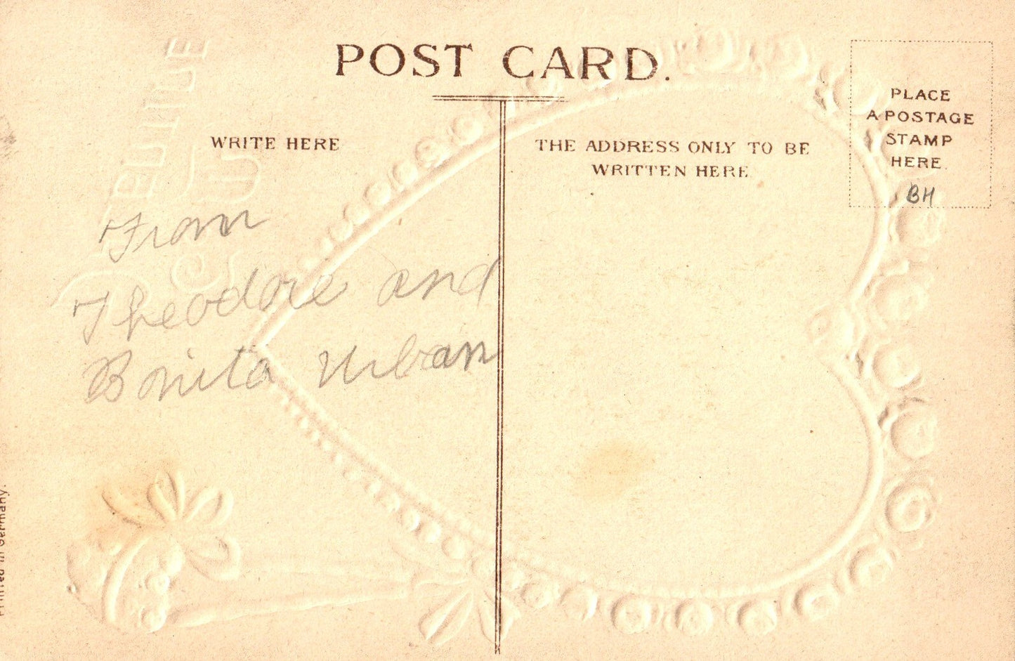 Valentine Postcard Cupid in Heart of Roses with Torch To My Valentine Germany