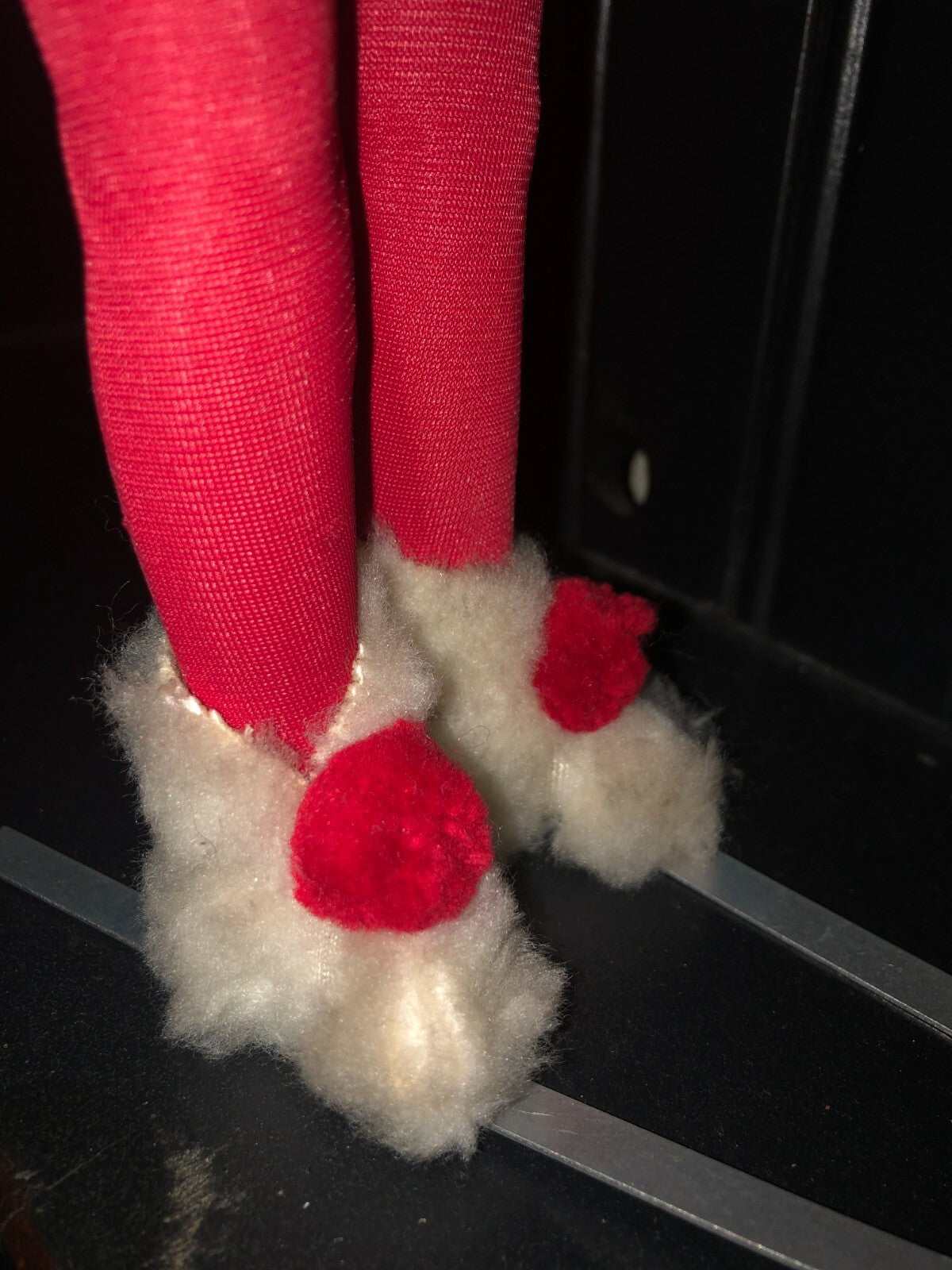  Porcelain Doll  White Fur Coat  12" Tall with Skis and polls