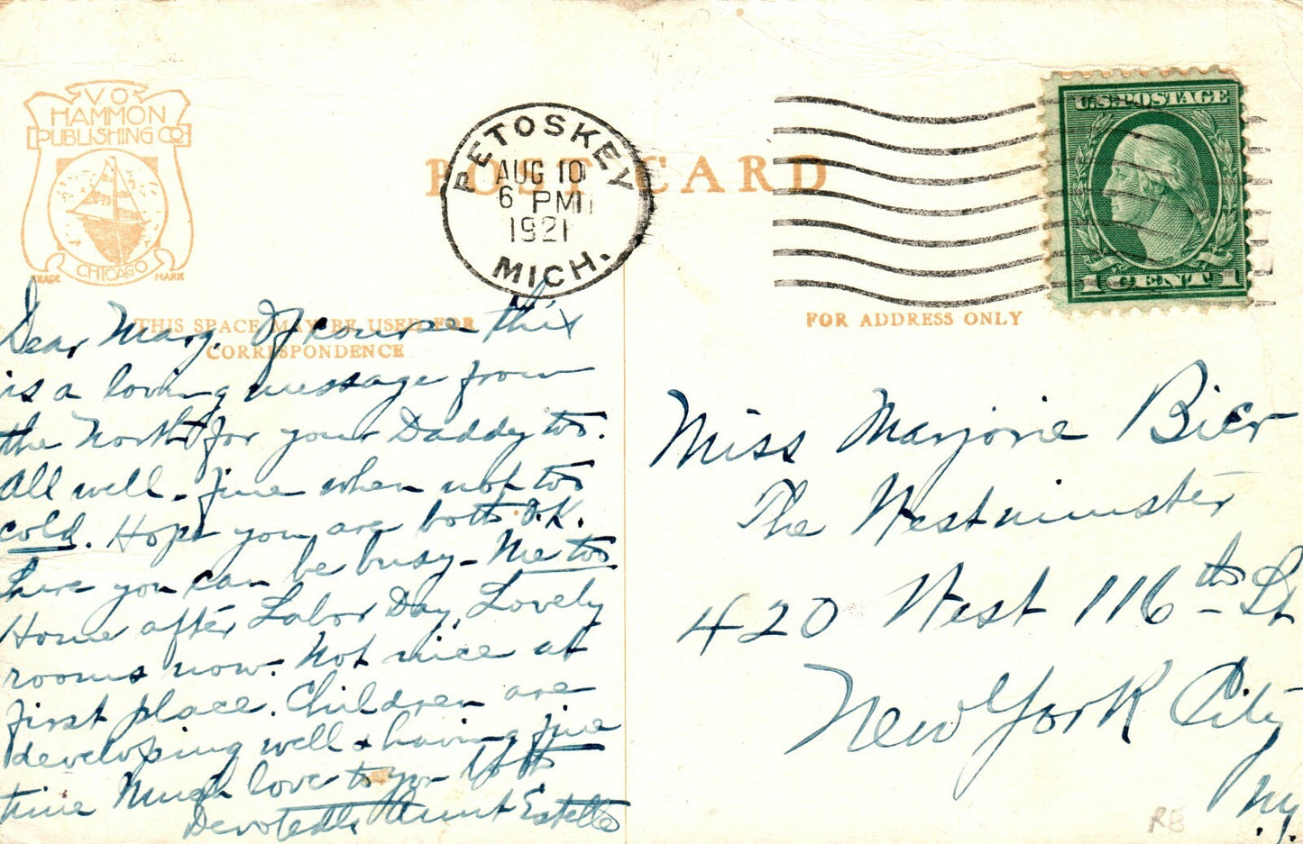 1921 Mineral Springs Park Michigan MI Postcard  9894