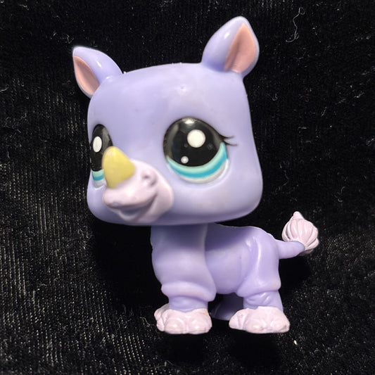 Littlest Pet Shop LPS Purple Rhino blue eyes #1908
