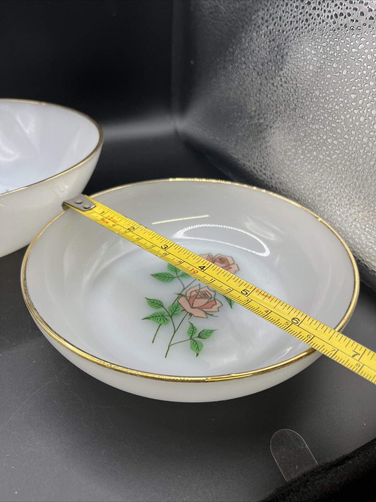 2-VINTAGE Fire King Pink  "ANNIVERSARY ROSE" Round Vegetable Bowls