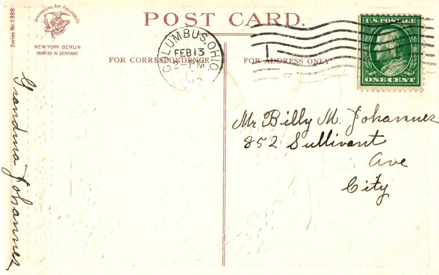 To The One I Love Little Girl Painting Canvas Vintage Valentine Postcard