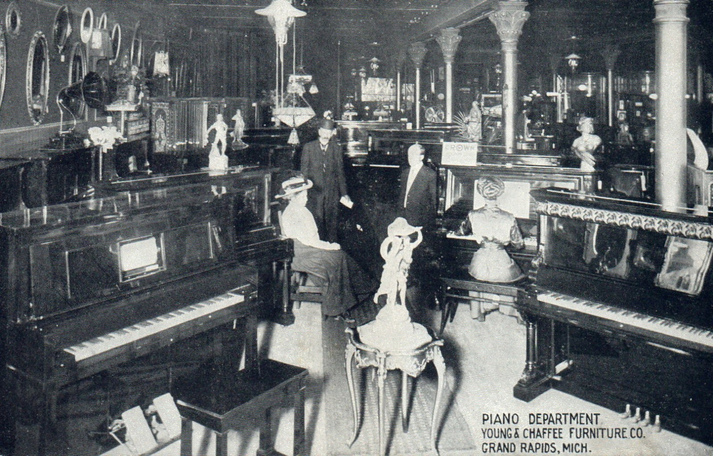 Piano Department Young and Chaffee Furniture, Grand Rapids Michigan MI Postcard