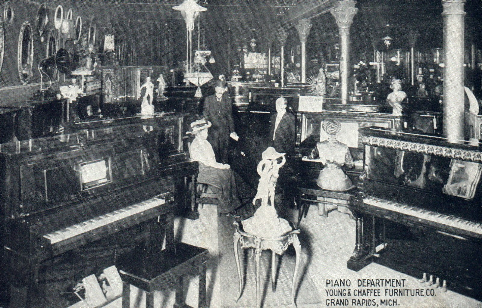 Piano Department Young and Chaffee Furniture, Grand Rapids Michigan MI Postcard