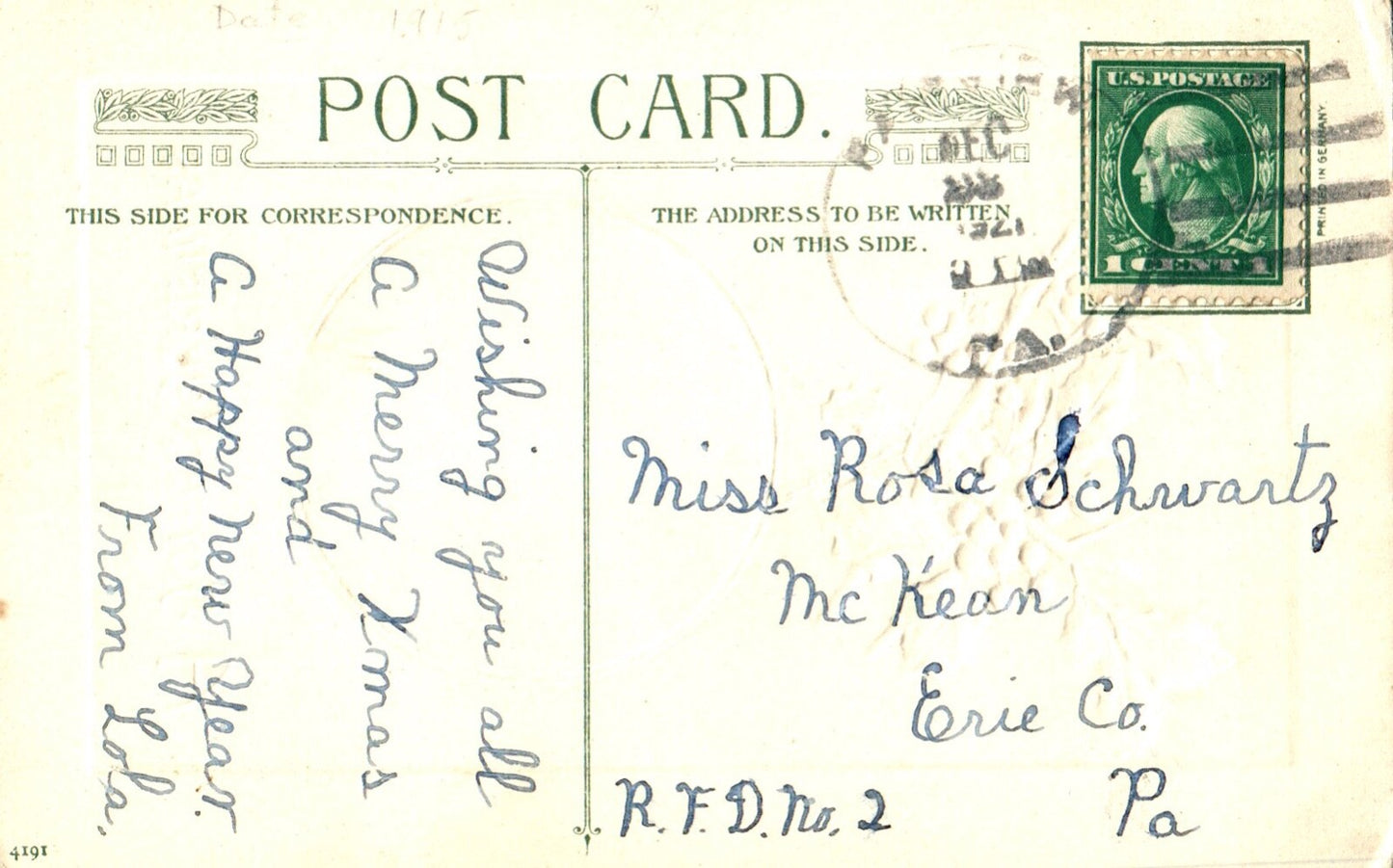 John Winsch A Joyful Christmas Winter Forest Scene with Deer Vintage Postcard