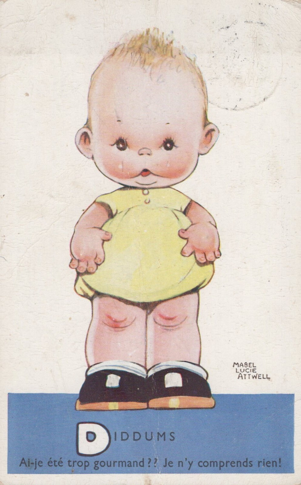 Diddums Child in Yellow Romper MLA Artist Signed Mabel Lucie Attwell 1546