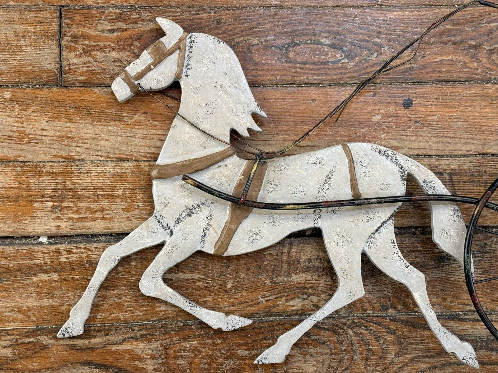 SCARCE Primitive Signed Curtis Jere Horse Buggy Metal Wall Art Decor Sculpture