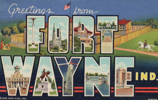 Greetings From Fort Wayne Indiana Large Letter Indiana IN Vintage Postcard