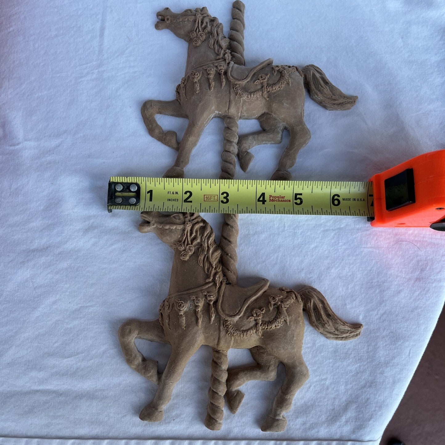 2 Wall Resin Carousel Horses Unpainted