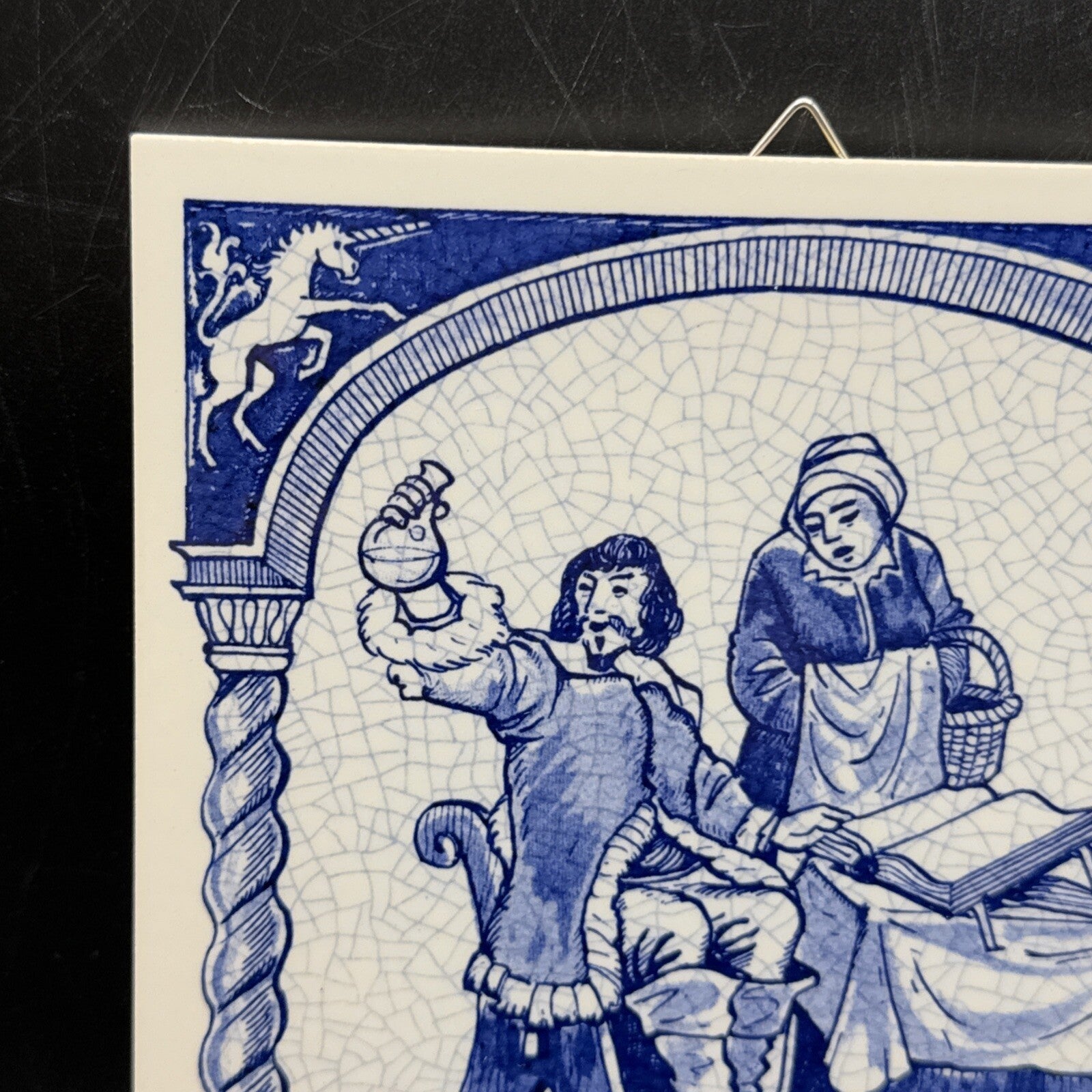 Delft Tile Schoonhaven Holland Vintage Tile Delft Blue White Pharmacy Drug #7