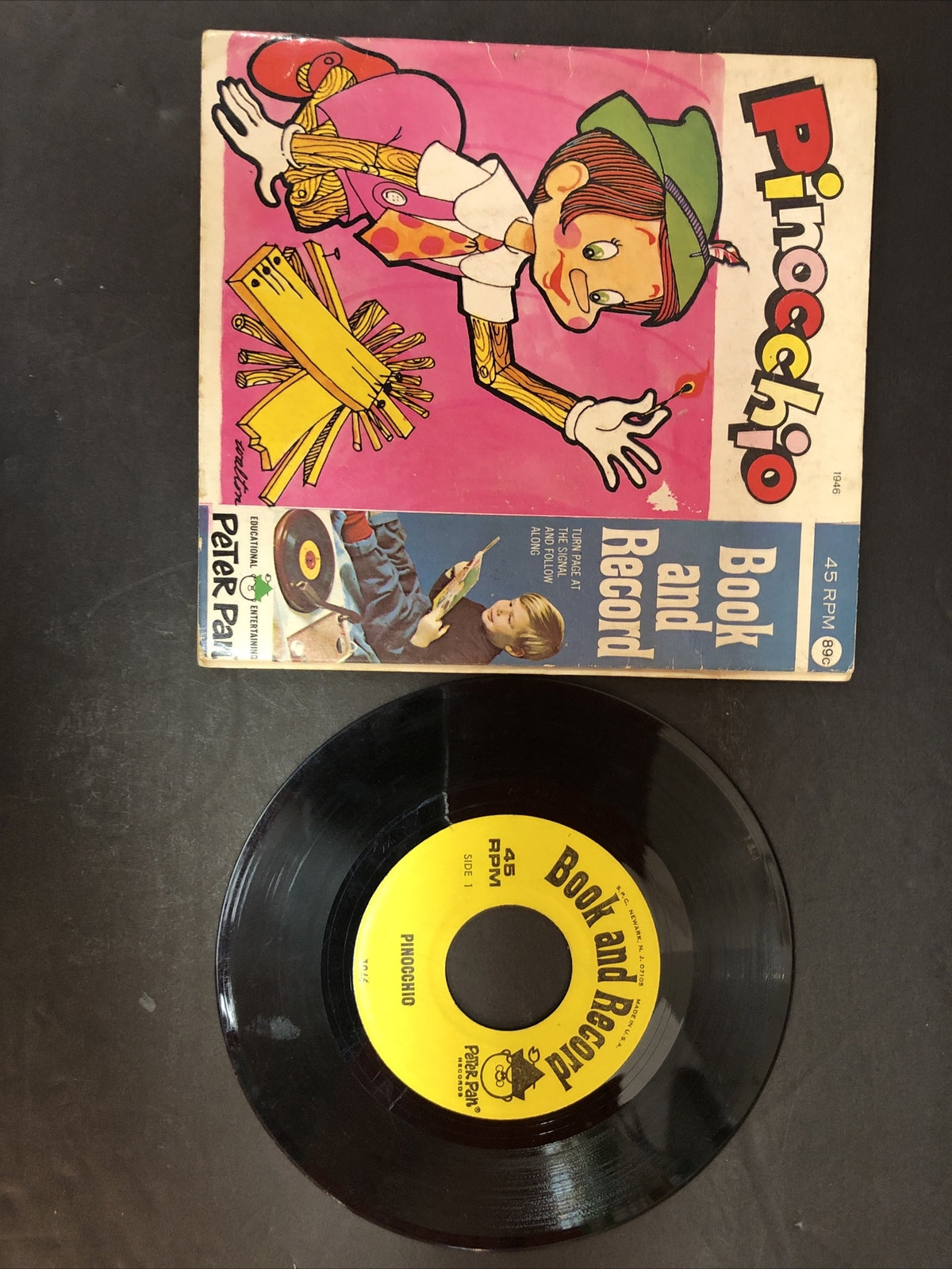 Pinocchio Book and Record PETER PAN Records #1946