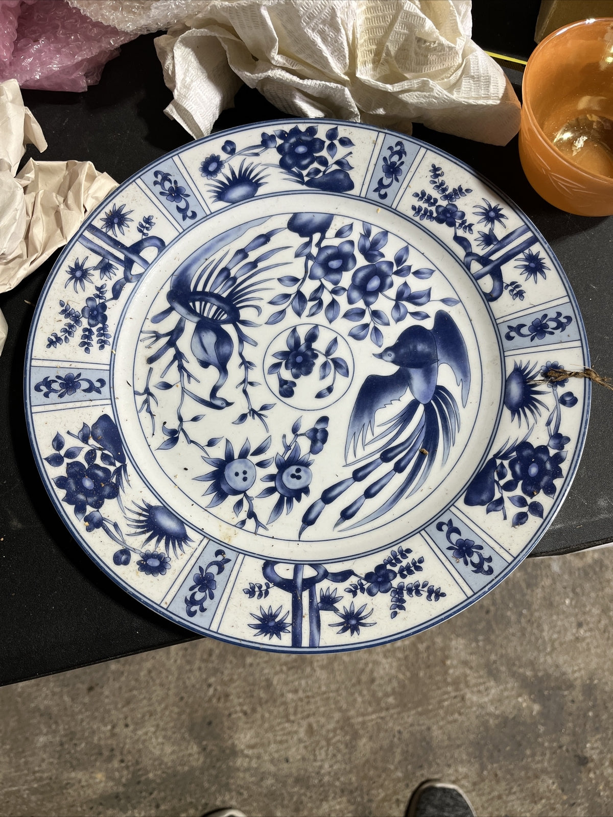 BLUE HERON CHINA - Dinner Plate- BLUE IMARI STYLE FLORAL, BIRDS