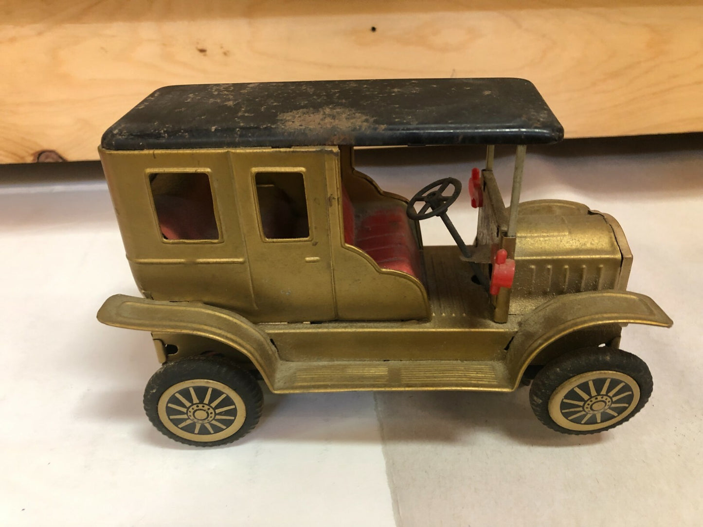 Old Tin Battery Operated Model T Antique Toy Car (2) - 1960s Japan